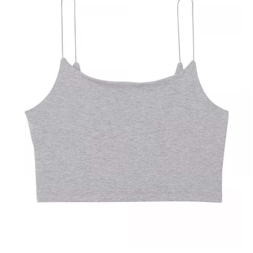 VSX - NWT Victoria’s Secret Cotton Gray Spaghetti Strap Crop Top